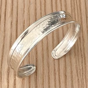 Amazon.com: Hammered Sterling Silver Handmade 1/2 inches